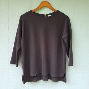 Motherpia Solid Black Textured Top 3/4 Medium